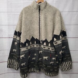 VTG Jean Vincent Bears Wildlife Nature Fleece Jacket Size XL Men's Zip Up